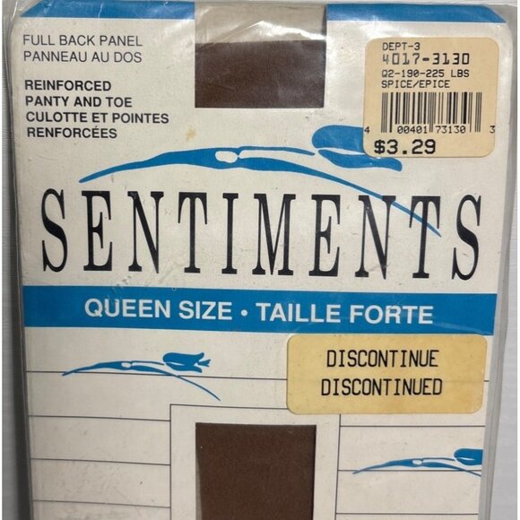 Sentiments Pantyhose Queen Size 3 Reinforced Spice Discontinued 190-225 Lbs - Picture 2 of 8
